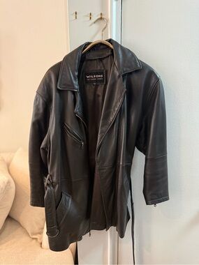 Wilsons Leather Brown Belted Leather Jacket